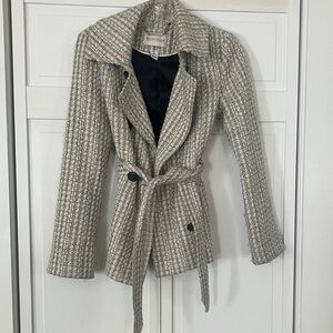 White House Black Market Textured Gray Trench Coat